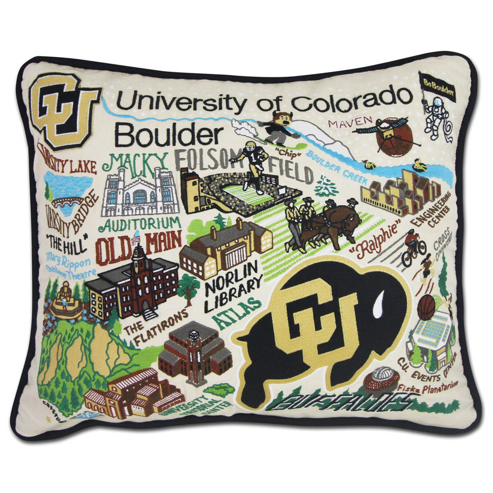 Boulder, University of Colorado Collegiate Embroidered Pillow by CatStudio