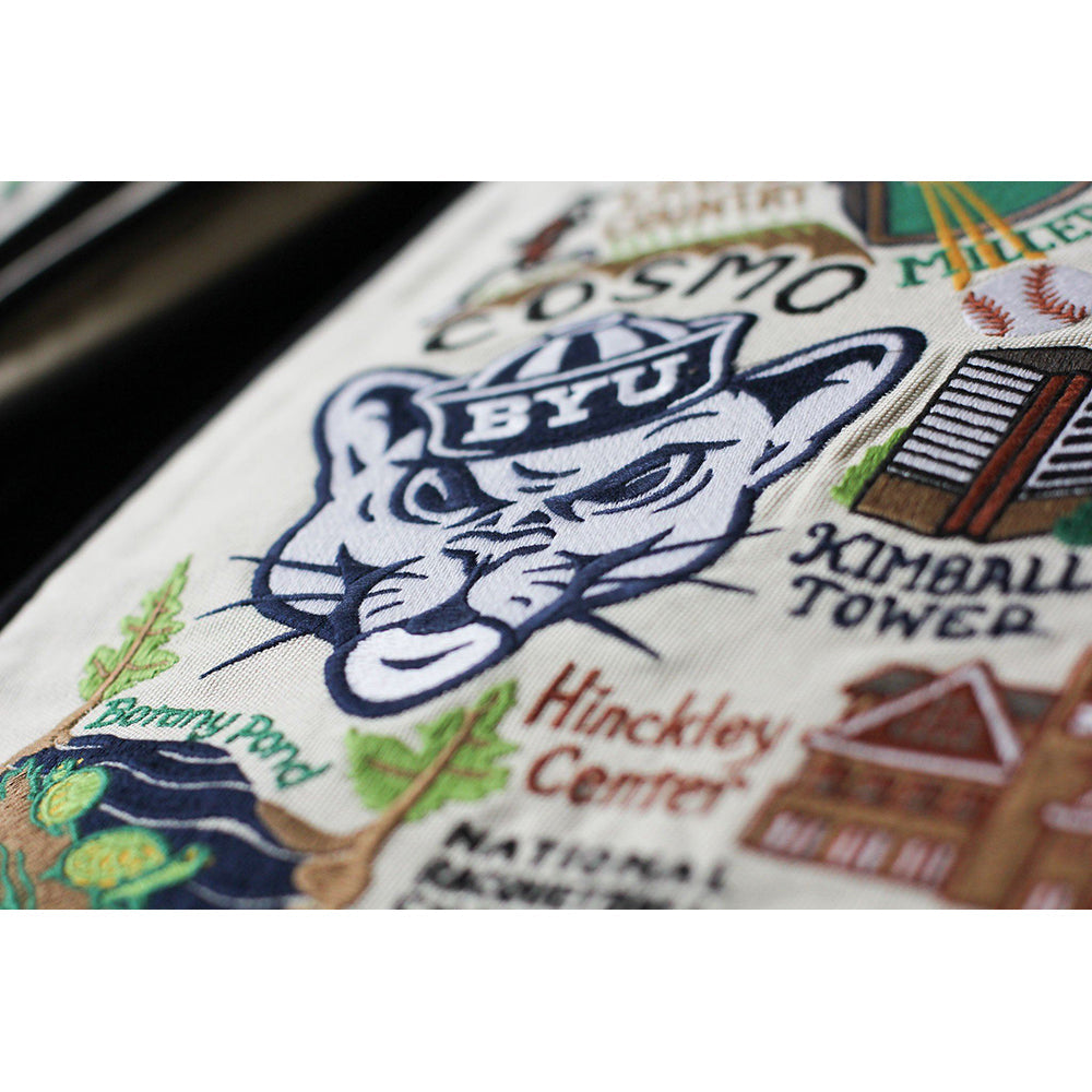 Brigham Young University (BYU) Collegiate Hand-Embroidered Pillow