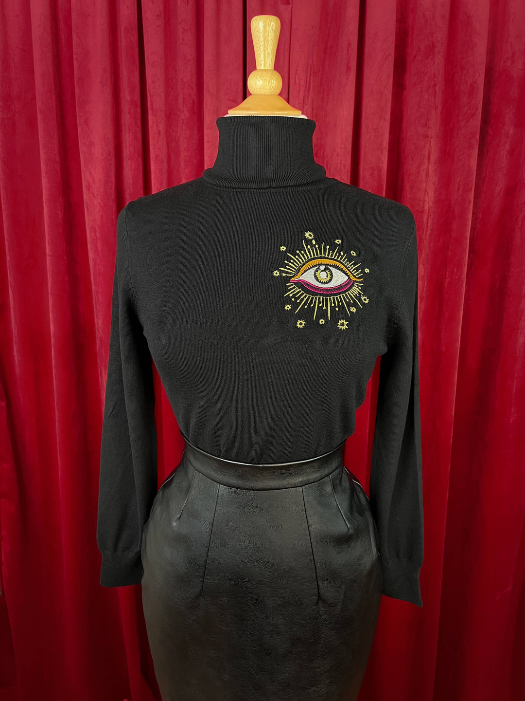 Third Eye Turtleneck Sweater in Black: Small