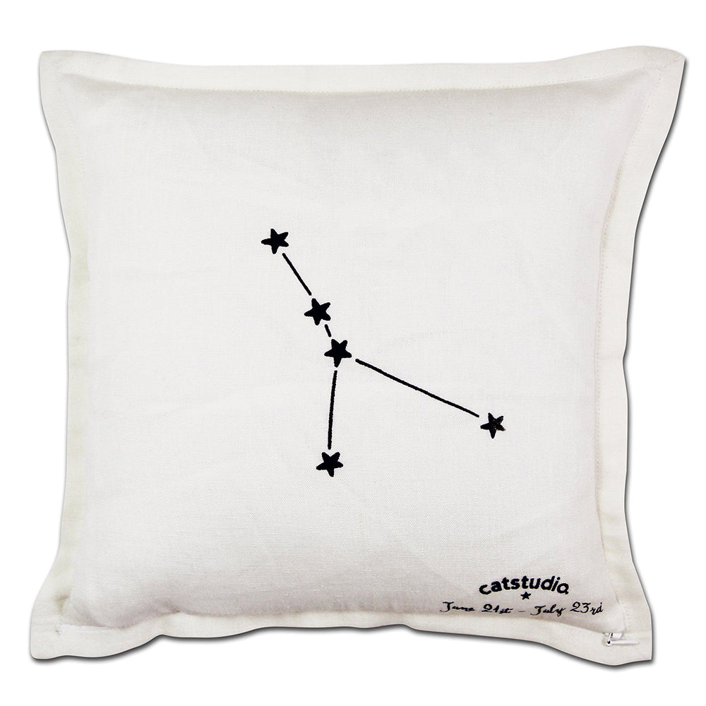 Cancer Astrology Hand-Embroidered Pillow by Cat Studio