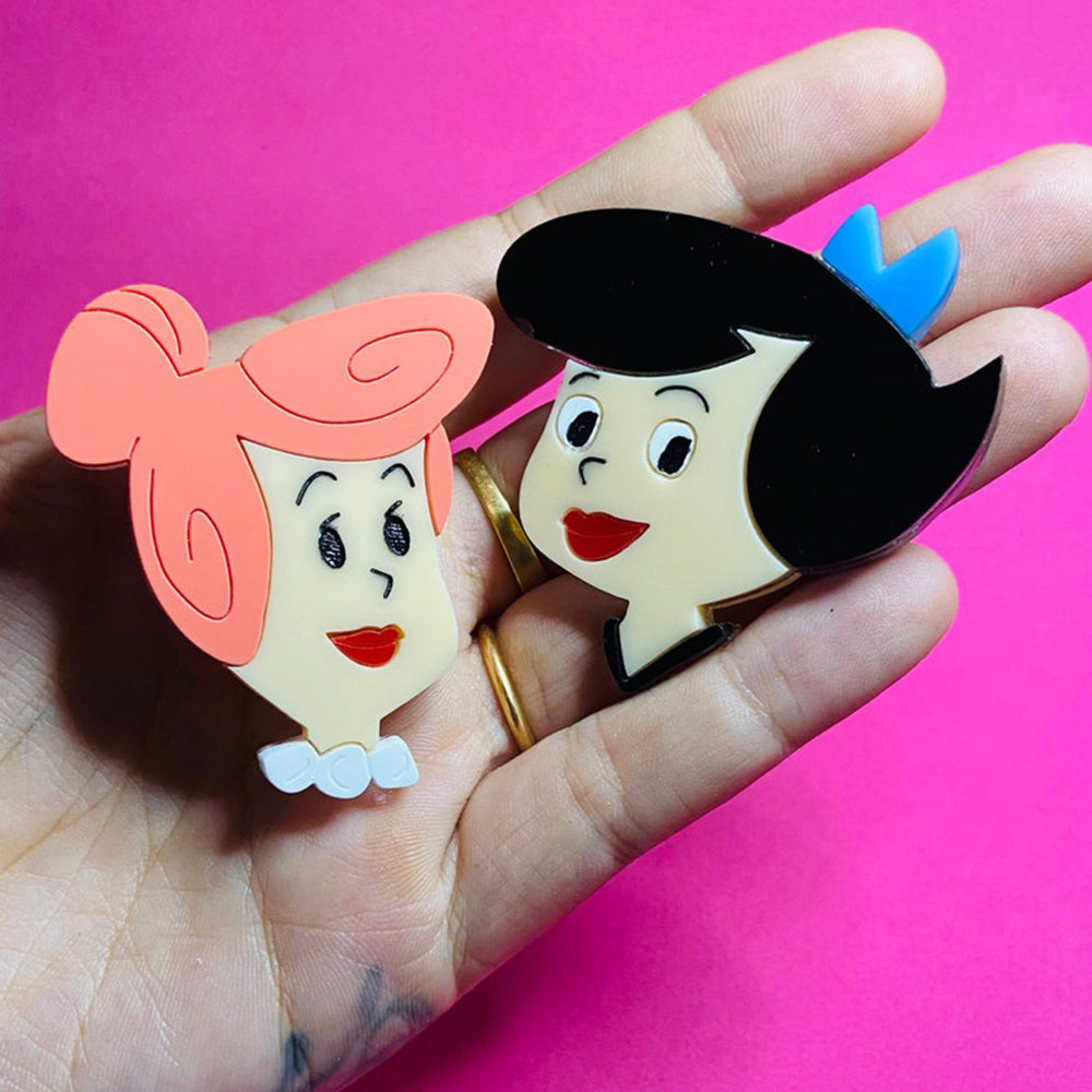 Cartoon Collection - Betty & Wilma Acrylic Brooch by Makokot Design