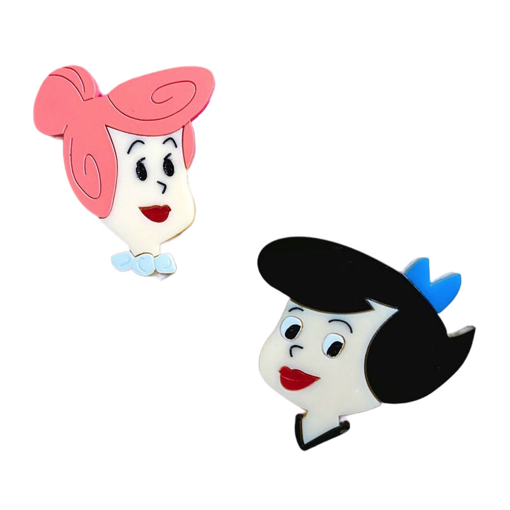 Cartoon Collection - Betty & Wilma Acrylic Brooch by Makokot Design