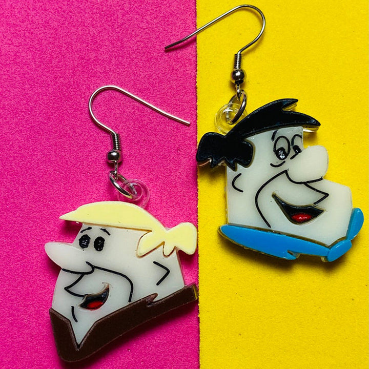 Cartoon Collection - Betty Wilma Fred Barney Acrylic Earrings by Makokot Design