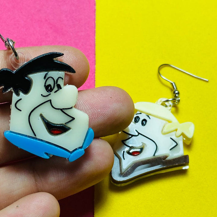 Cartoon Collection - Betty Wilma Fred Barney Acrylic Earrings by Makokot Design