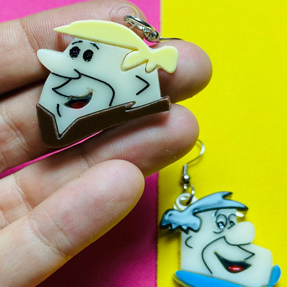 Cartoon Collection - Betty Wilma Fred Barney Acrylic Earrings by Makokot Design