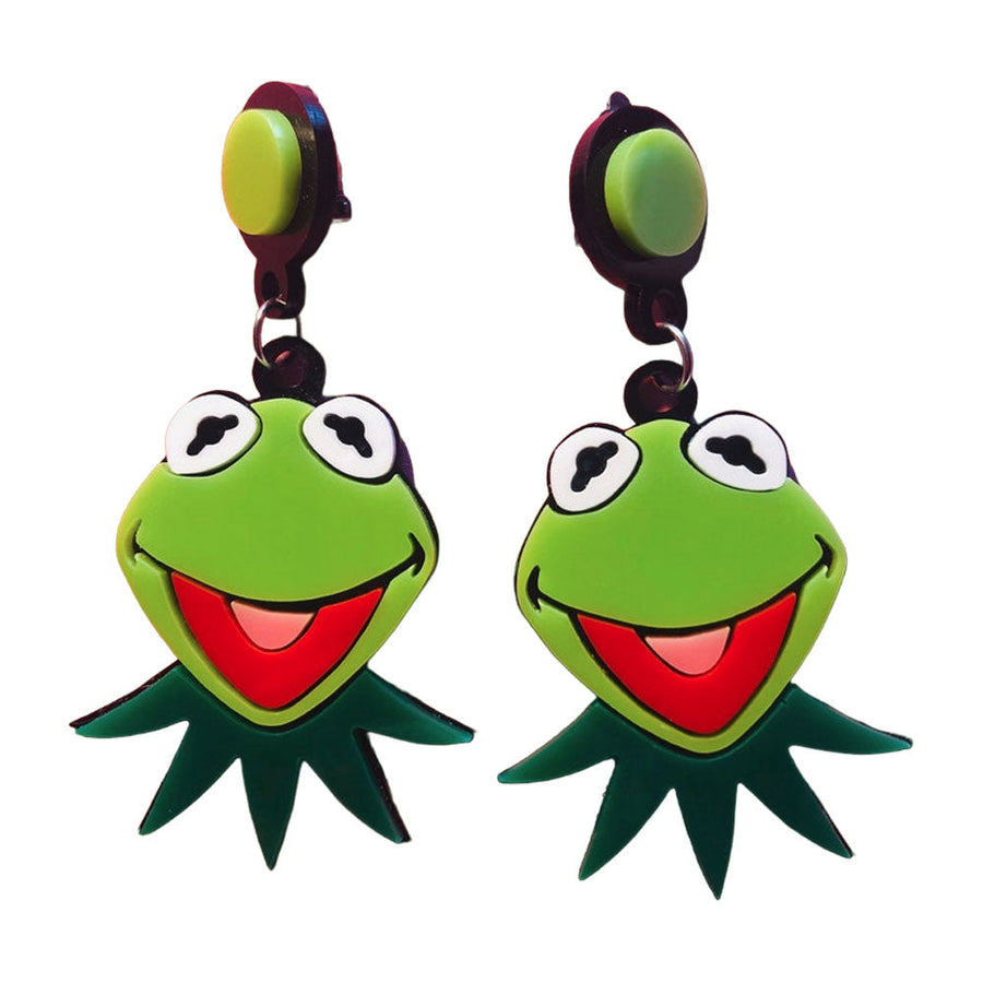 Cartoon Collection - Puppet Frog - Acrylic Earrings by Makokot Design