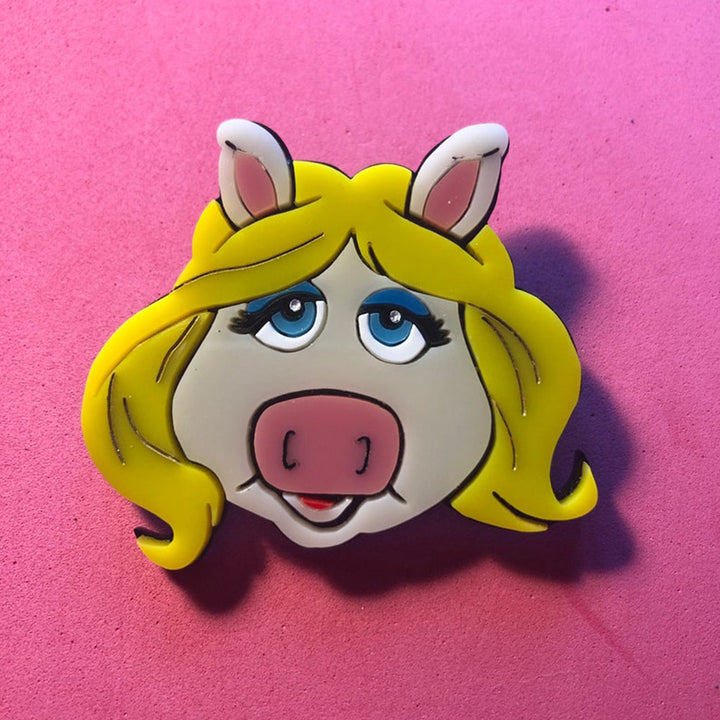 Cartoon Collection - Puppet Piggy - Acrylic Brooch by Makokot Design