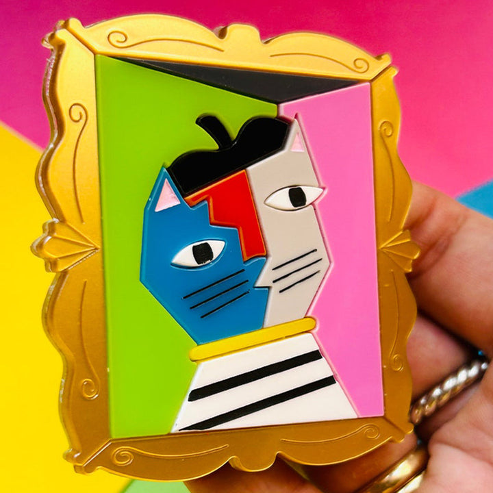 Cats in Art Collection - Modern Art/ Cubism Art Style Cat Acrylic Brooch by Makokot Design