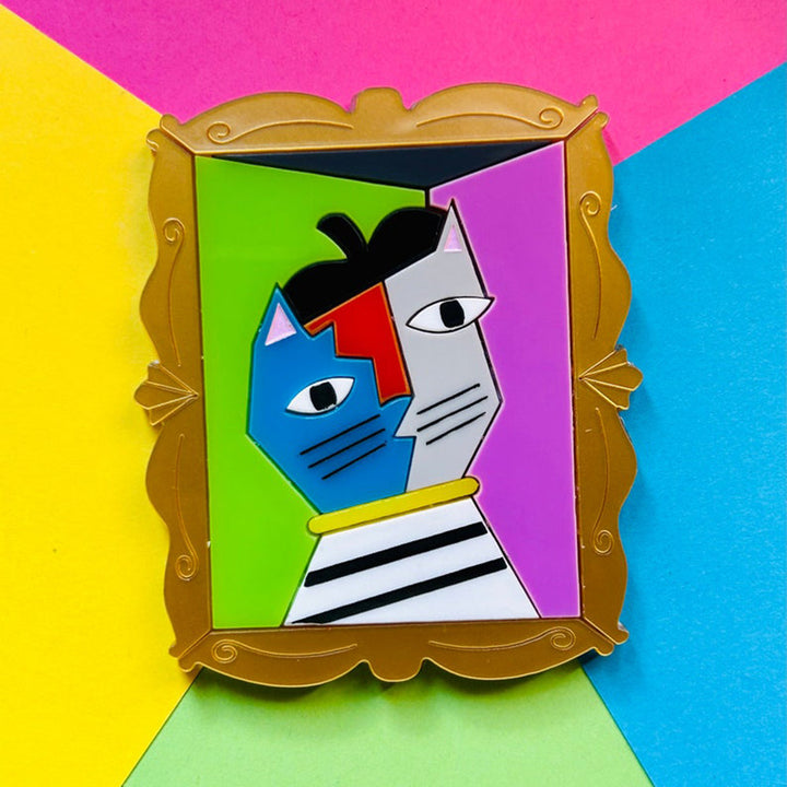 Cats in Art Collection - Modern Art/ Cubism Art Style Cat Acrylic Brooch by Makokot Design