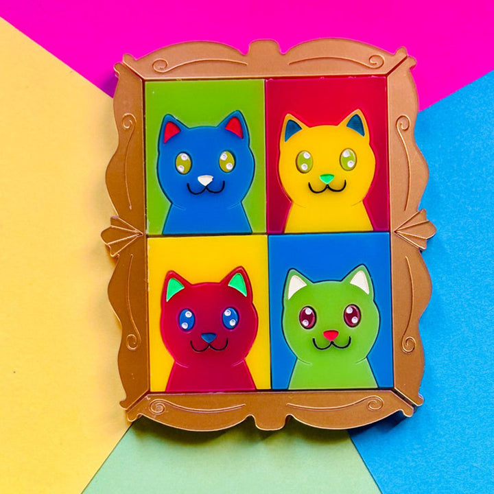 Cats in Art Collection - Modern Art/ Pop Art Style Cat Acrylic Brooch by Makokot Design