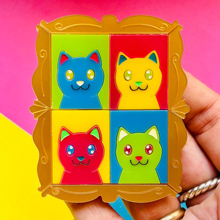 Cats in Art Collection - Modern Art/ Pop Art Style Cat Acrylic Brooch by Makokot Design