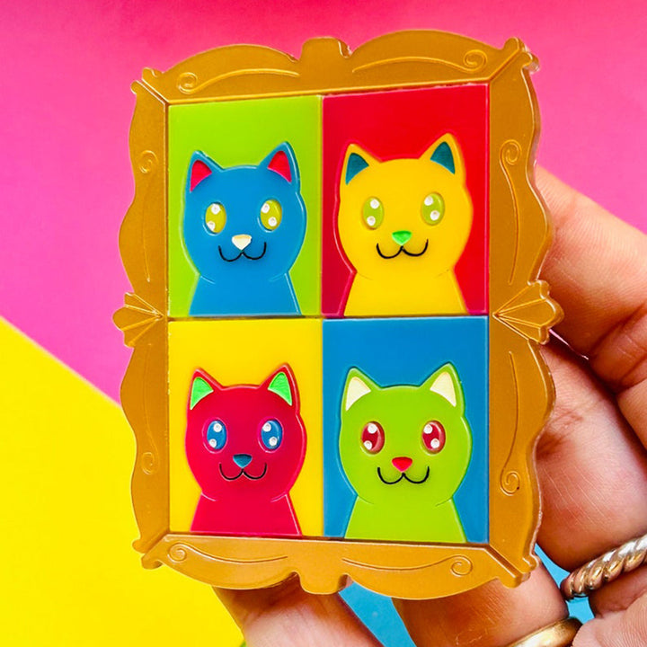 Cats in Art Collection - Modern Art/ Pop Art Style Cat Acrylic Brooch by Makokot Design