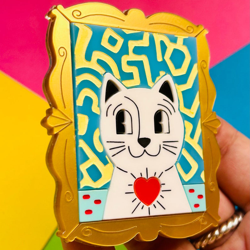 Cats in Art Collection - Pop Art/ Contemporary Art Style Cat Acrylic Brooch by Makokot Design