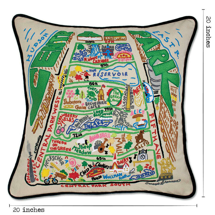 Central Park Hand-Embroidered Pillow