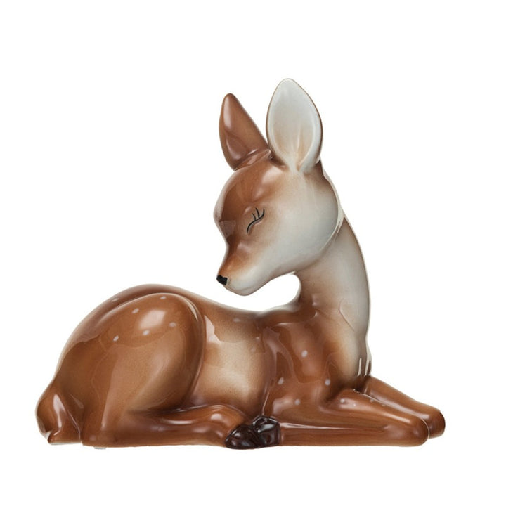 Ceramic Lying Fawn, Brown & White by Creative Co-Op