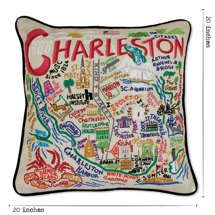 Charleston Hand-Embroidered Pillow