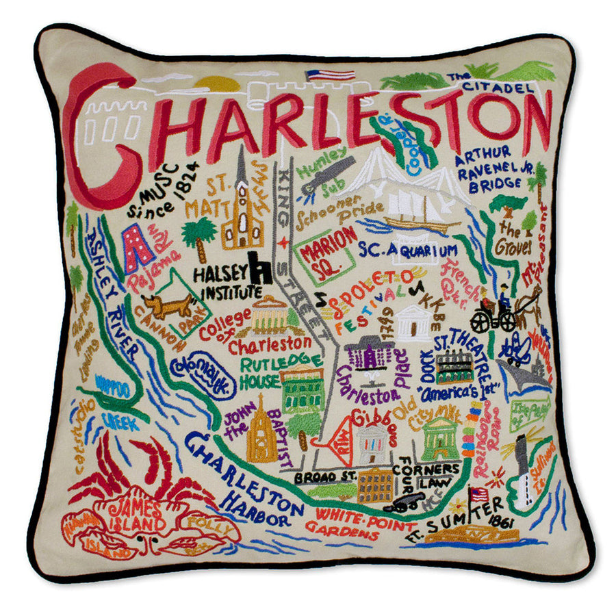 Charleston Hand-Embroidered Pillow