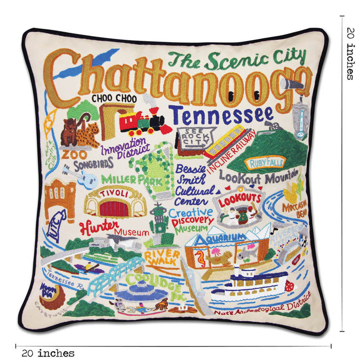 Chattanooga Hand-Embroidered Pillow by CatStudio