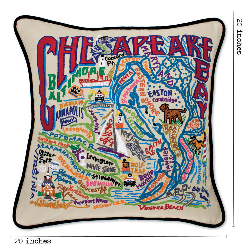 Chesapeake Bay Hand-Embroidered Pillow