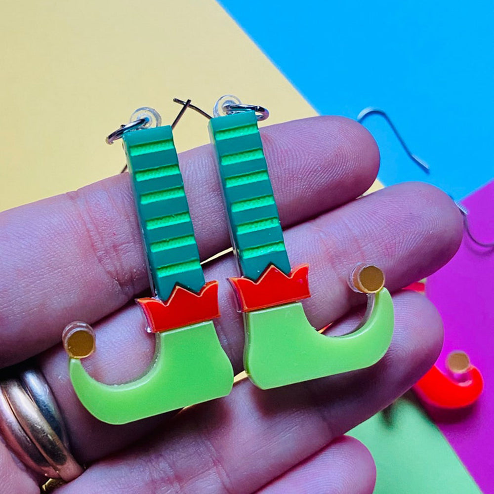 Christmas Collection - Elf Village + Elf Socks - Acrylic Earrings by Makokot Design