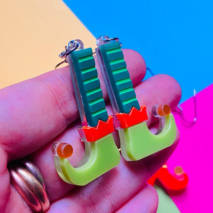 Christmas Collection - Elf Village + Elf Socks - Acrylic Earrings by Makokot Design