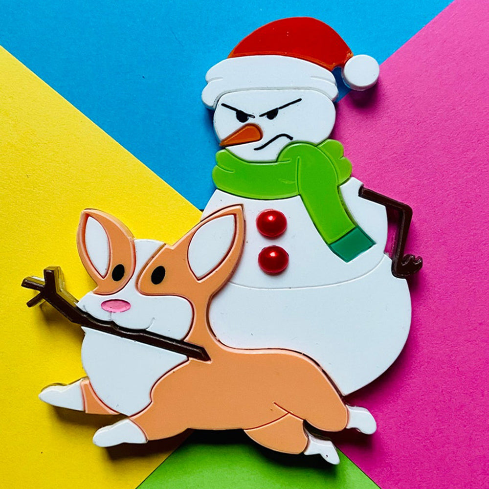 Christmas Collection - "Hit and Run!" - Acrylic Brooch by Makokot Design