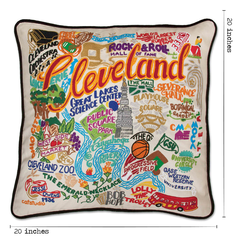 Cleveland Hand-Embroidered Pillow