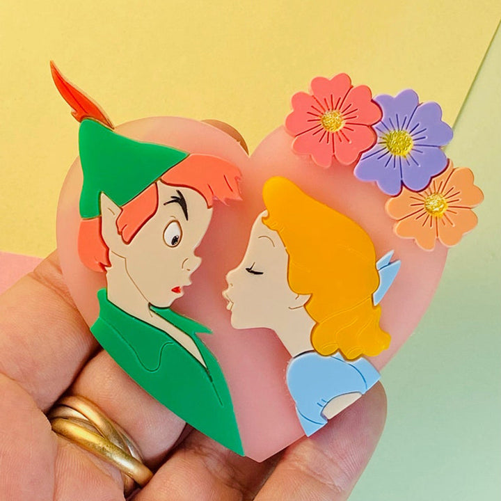 Cartoon Collection - "What is a Kiss?" Acrylic Brooch by Makokot Design