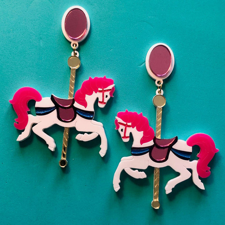 Funfair Collection - Acrylic Earrings with Carousel Horse by Makokot Design