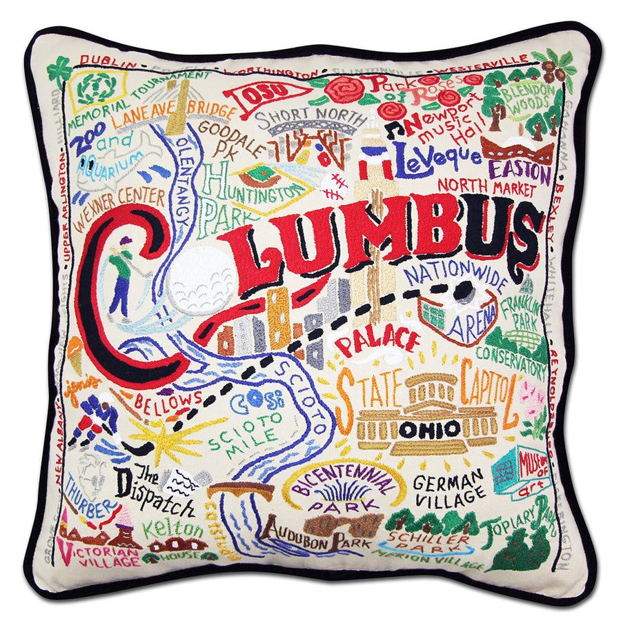 Columbus Hand-Embroidered Pillow