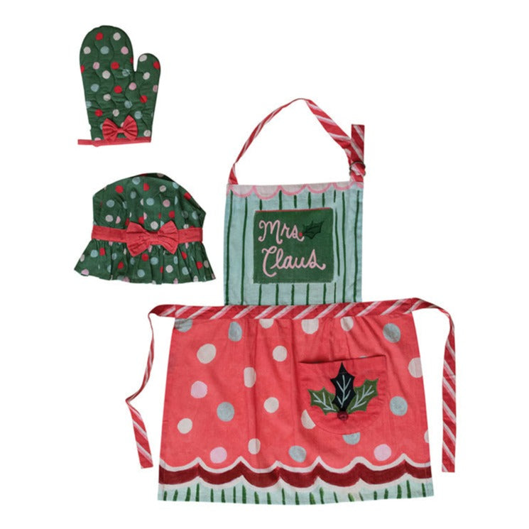 Cotton Child Apron, Chef Hat & Hot Mitt, Set of 3 © by Creative Co-Op