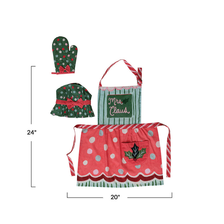 Cotton Child Apron, Chef Hat & Hot Mitt, Set of 3 © by Creative Co-Op