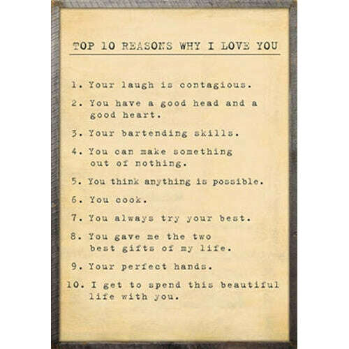 Custom Top 10 Reasons Why I Love You - Grey Wood Art Print - 25" X 36" by Sugarboo Design