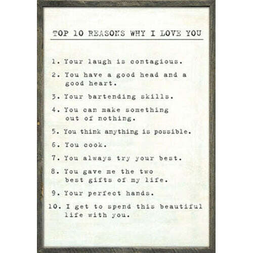 Custom Top 10 Reasons Why I Love You - Grey Wood Art Print - 25" X 36" by Sugarboo Design