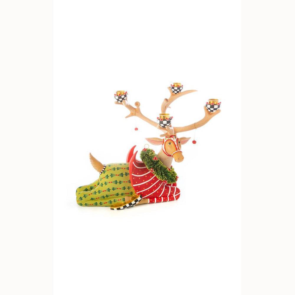 Dash Away Sitting Prancer Reindeer Candelabra by Patience Brewster