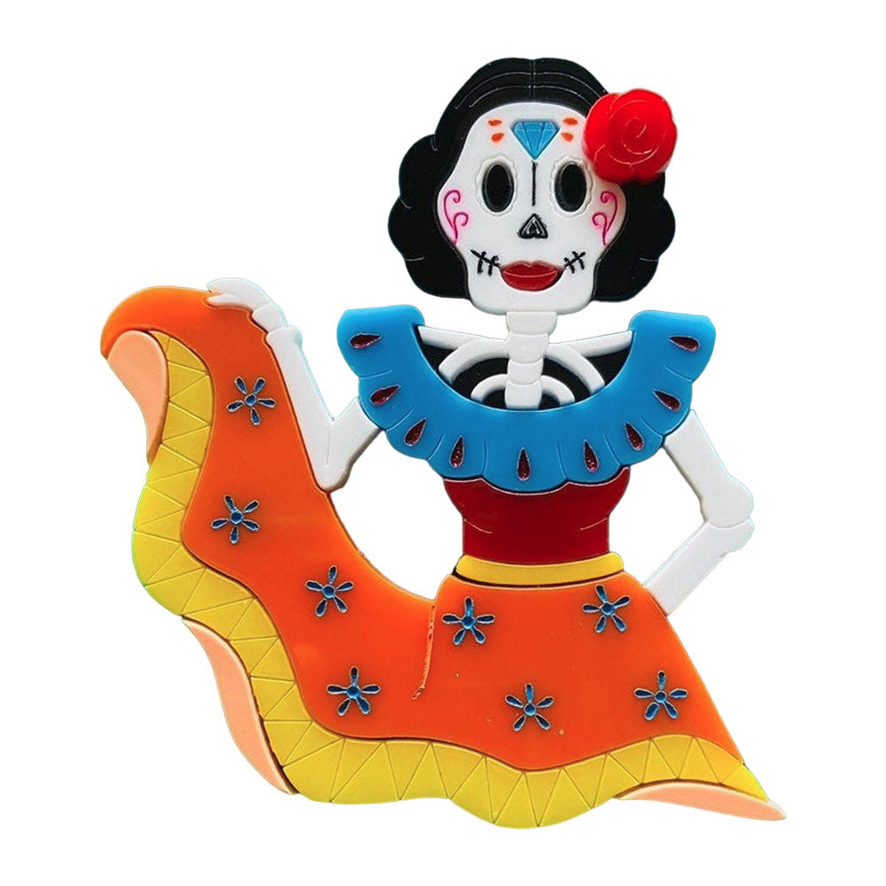 Day of the Dead Collection - Dancing Calavera Acrylic Brooch by Makokot Design