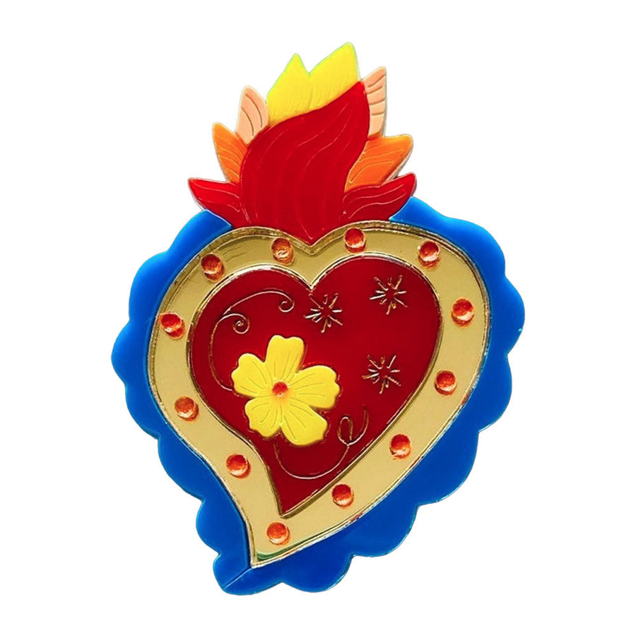 Day of the Dead Collection - Mexican Sacred Heart Brooch by Makokot Design