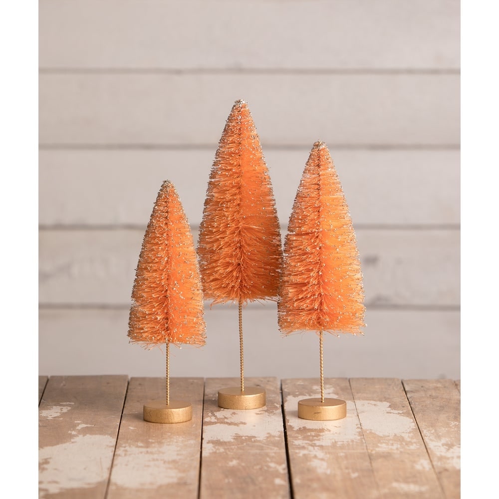 Electric Orange Halloween Trees S3by Bethany Lowe