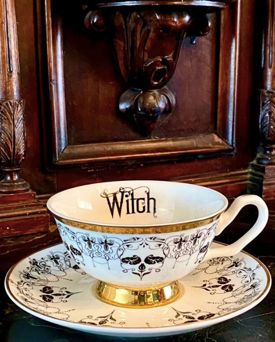 Nouveau Witch Insult Teacup and Saucer by Miss Havisham