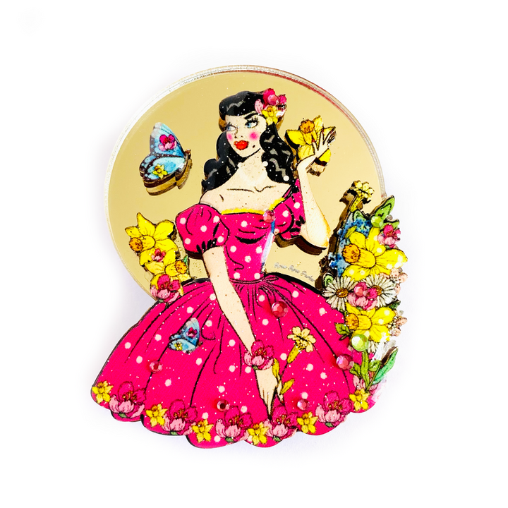 Betty Blue Eyes Acrylic Brooch by Rosie Rose Parker