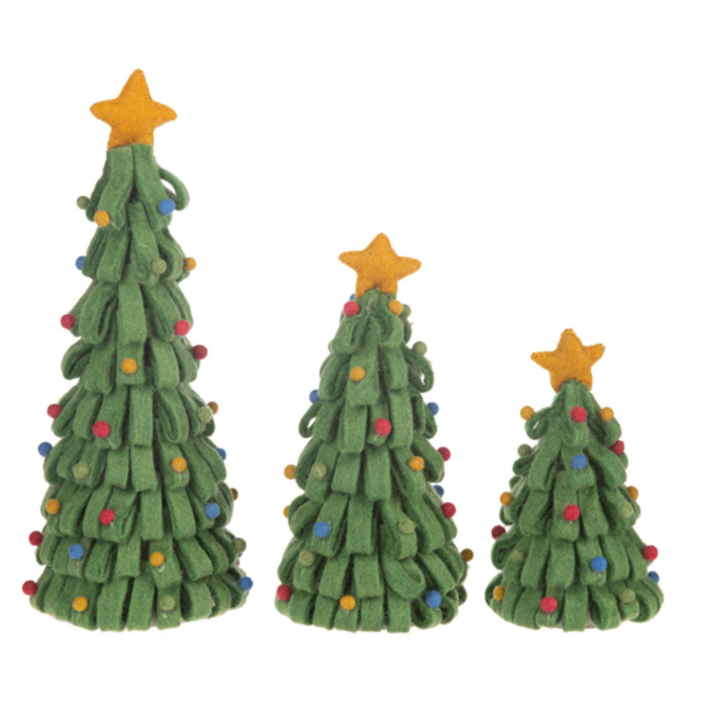 Felt Green Pom-Pom Tree Set (3 pc. set) by Ganz image