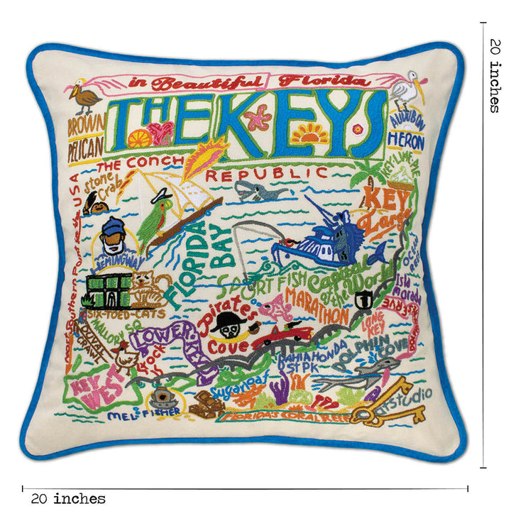 Florida Keys Hand-Embroidered Pillow