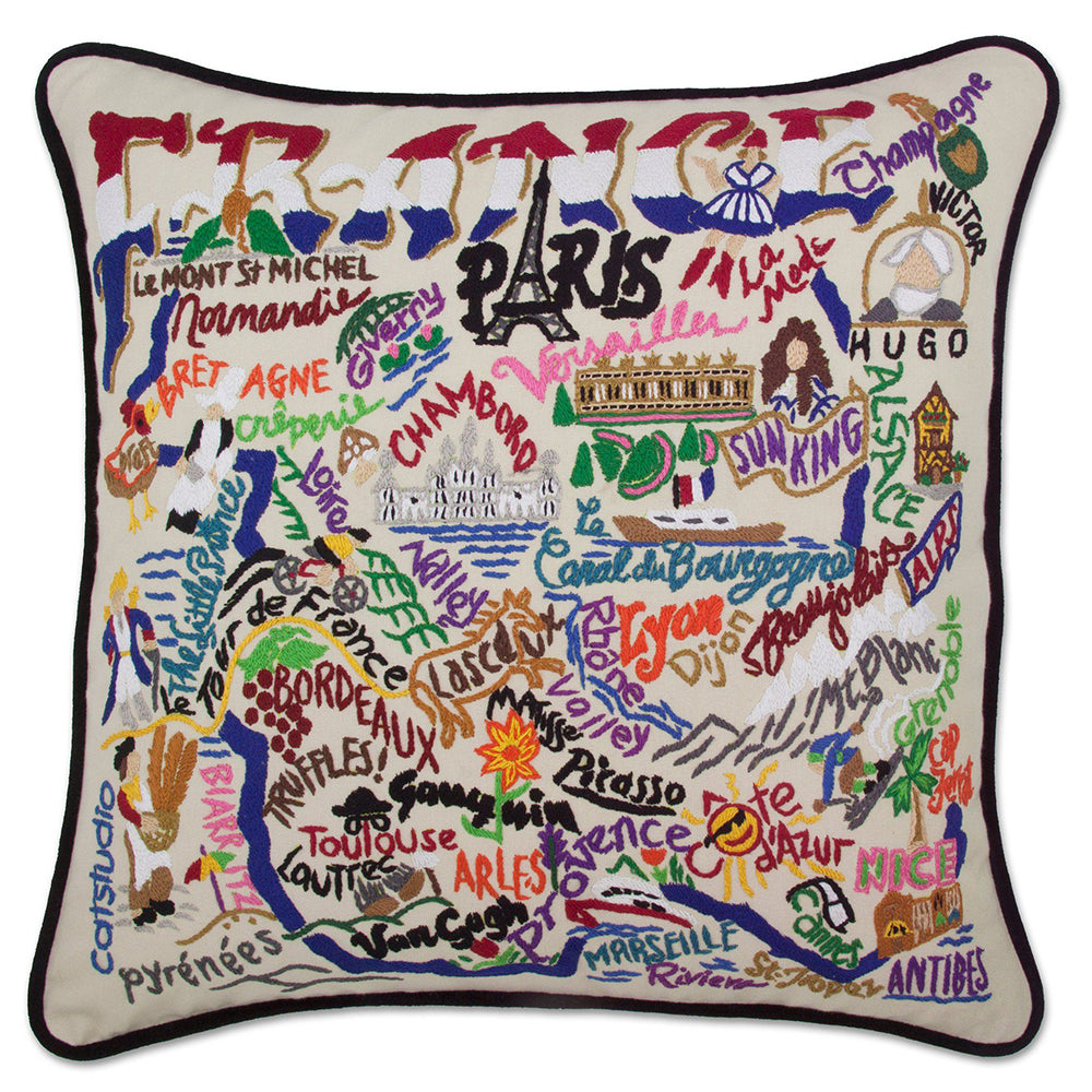 France Hand-Embroidered Pillow