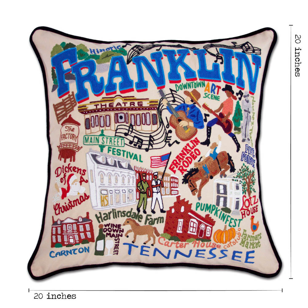 Franklin Hand-Embroidered Pillow by CatStudio