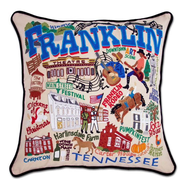 Franklin Hand-Embroidered Pillow by CatStudio