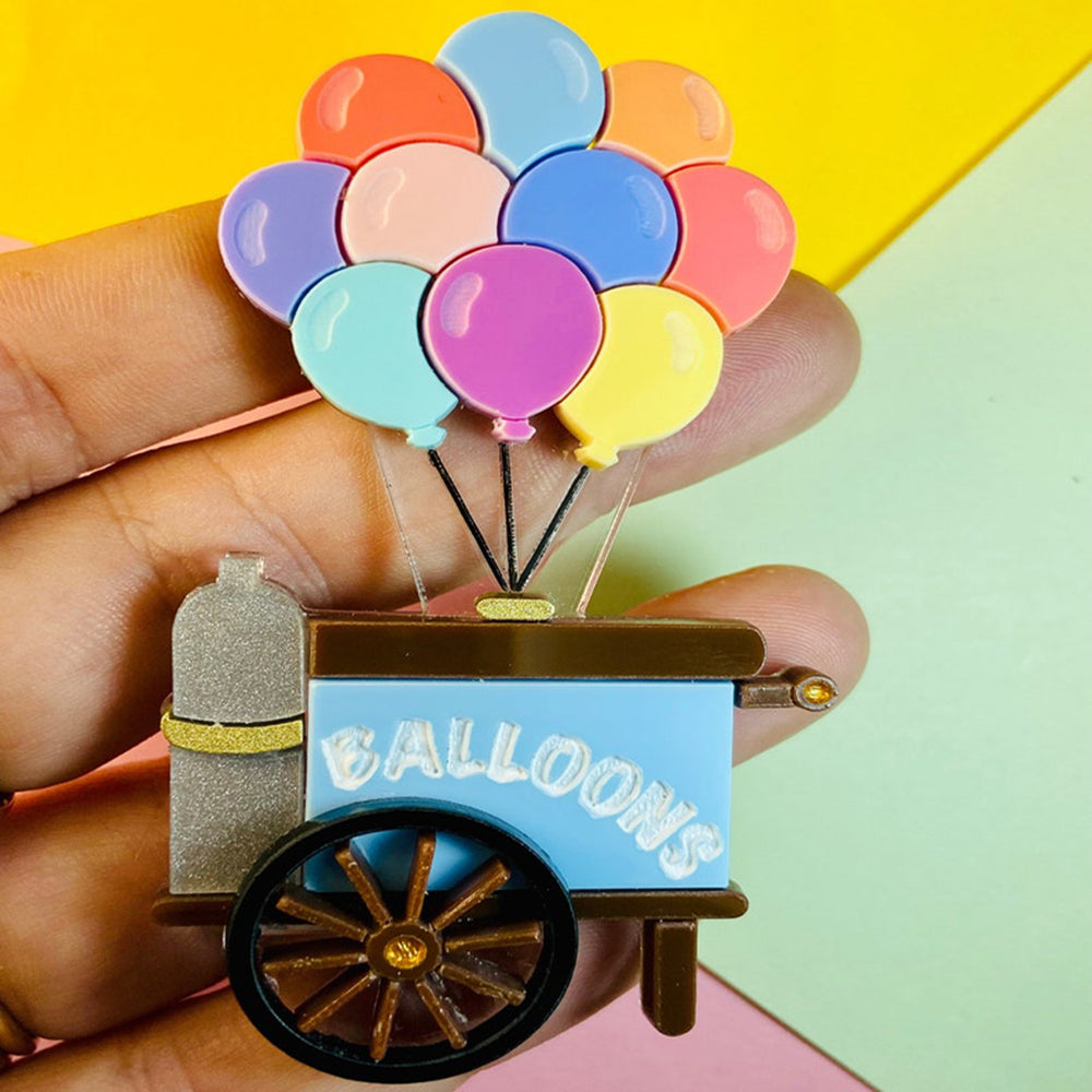 Funfair Collection 2022 - Balloons Cart Acrylic Brooch by Makokot Design