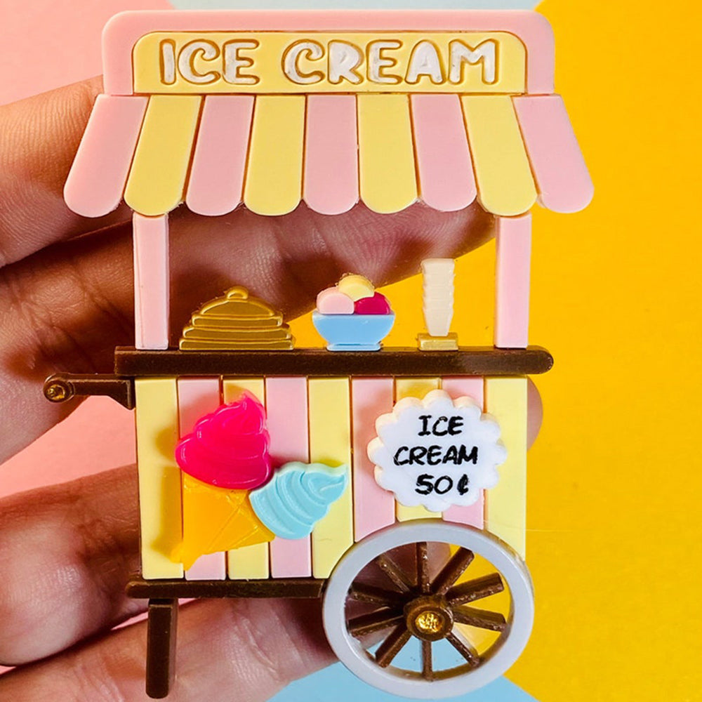 Funfair Collection 2022 - Ice Cream Cart Acrylic Brooch by Makokot Design