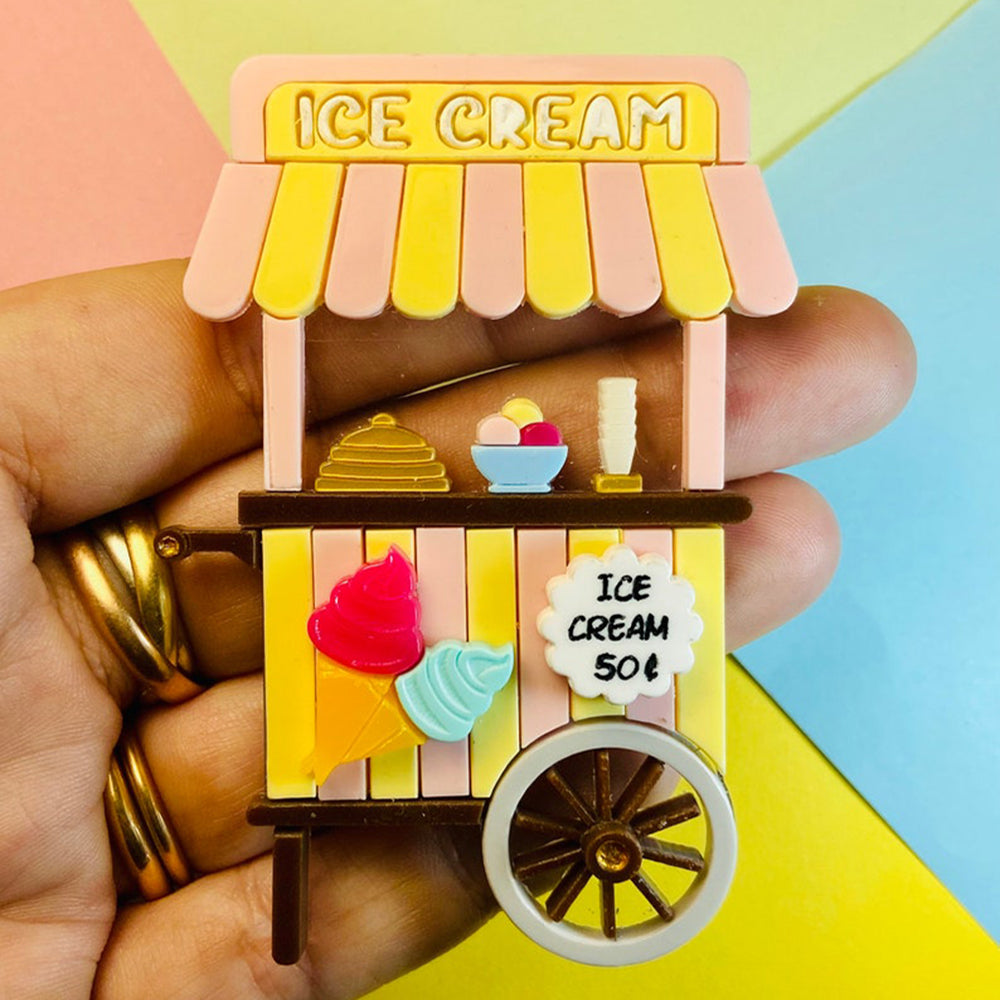 Funfair Collection 2022 - Ice Cream Cart Acrylic Brooch by Makokot Design