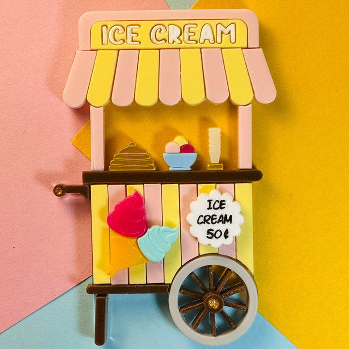 Funfair Collection 2022 - Ice Cream Cart Acrylic Brooch by Makokot Design