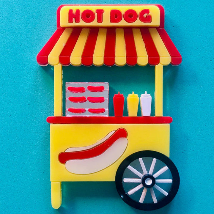 Funfair Collection - Hot Dog Cart Acrylic Brooch by Makokot Design